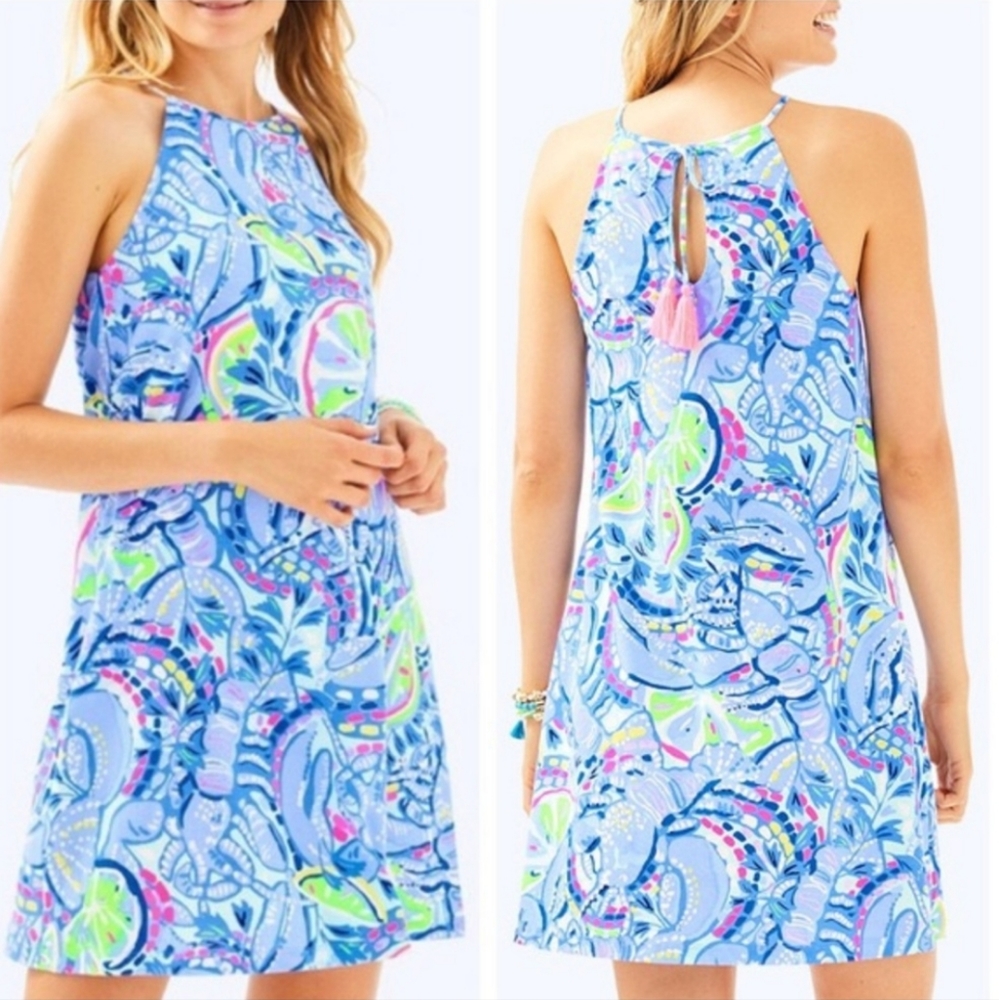 Lilly Pulitzer Blue and Pink Patterned Dress
